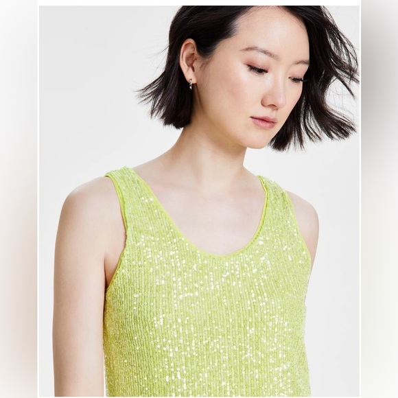 🆕Anne Klein Women's Sequined Mesh Scoop-Neck Tank Top, Size Small - Picture 3 of 3